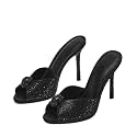 ZJGZF Ruched Kitten Heels for Women 3 Inch Pointed High Heels Sandals Peep Open Toe Slip on Stiletto Pumps Sexy Dressy Mules