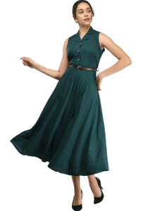Rudraaksha Women Fit and Flare Green Below