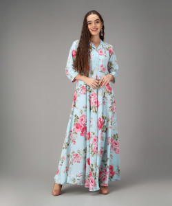 Rudraaksha Women A-line Multicolor Maxi Full Length