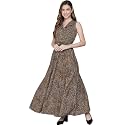 Rudraaksha Womens Printed Maxi Dress Sleeveless Fit