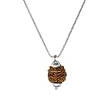 Crystal Heaven Ganesha Rudraksha Original Pendant Necklace for Women Men | Certified Rudraksha with Velvet Pouch (Silver Color)