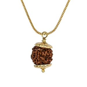 crystal heaven rudraksha original 4 mukhi pendant necklace for women men  certified rudraksha with velvet pouch gold