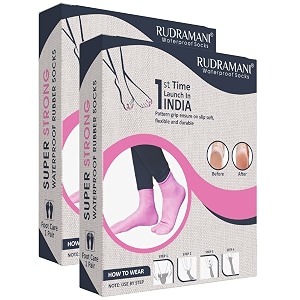 rudramani heelcare and footcare moisturizing waterproof rubber socks anti cracked protector unisex - size-medium7-8-9 brown pack of 2