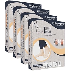rudramani silicon anti heel full length rubber socks waterproof moisturizing heel peny socks pain relief foot care protector foe men amp women - size-large9-10-11 beige pack of 4