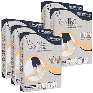 rudramani silicon anti heel full length rubber socks waterproof moisturizing heel peny socks pain relief foot care protector foe men amp women - size-small5-6 beige pack of 5