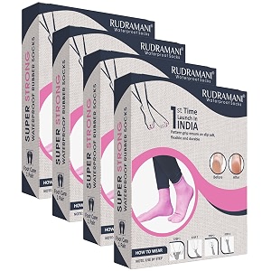 rudramani silicon anti heel full length rubber socks waterproof moisturizing heel peny socks pain relief foot care protector foe men amp women - size-small5-6 pink pack of 4