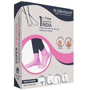 rudramani heelcare and footcare moisturizing waterproof rubber socks anti cracked protector unisex - size-large9-10-11 pink pack of 1