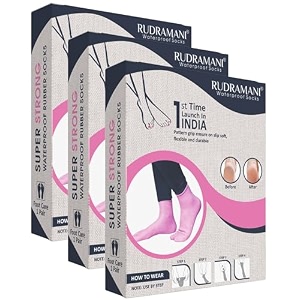 rudramani silicon anti heel full length rubber socks waterproof moisturizing heel peny socks pain relief foot care protector foe men amp women - size-medium7-8-9 pink pack of 3