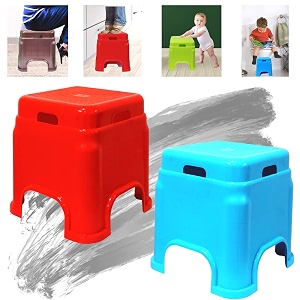 plastic stool for sitting for adults  virgin material bath stools for bathroom  non slip bathroom stool for bathing  small stools for living room pack of 2 redblue