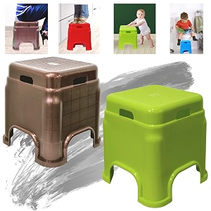 plastic stool for sitting for adults  virgin material bath stools for bathroom  non slip bathroom stool for bathing  small stools for living room pack of 2 greenbrown