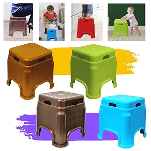 plastic stool for sitting for adults  virgin material bath stools for bathroom  non slip bathroom stool for bathing  small stools for living room pack of 4 bluegreenbrowngold