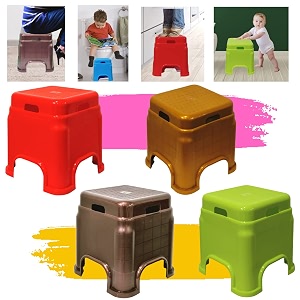 plastic stool for sitting for adults  virgin material bath stools for bathroom  non slip bathroom stool for bathing  small stools for living room pack of 4 redbrowngreengold