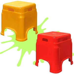 plastic stool for sitting for adults  virgin material bath stools for bathroom  non slip bathroom stool for bathing  small stools for living room pack of 2 yellowred