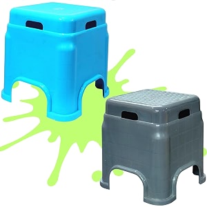plastic stool for sitting for adults  virgin material bath stools for bathroom  non slip bathroom stool for bathing  small stools for living room pack of 2 bluegrey