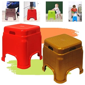 plastic stool for sitting for adults  virgin material bath stools for bathroom  non slip bathroom stool for bathing  small stools for living room pack of 2 redgold