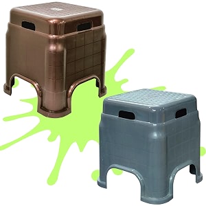 plastic stool for sitting for adults  virgin material bath stools for bathroom  non slip bathroom stool for bathing  small stools for living room pack of 2 browngrey