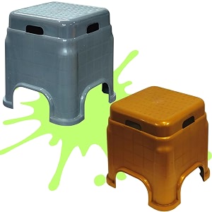 plastic stool for sitting for adults  virgin material bath stools for bathroom  non slip bathroom stool for bathing  small stools for living room pack of 2 goldgrey