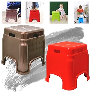 plastic stool for sitting for adults  virgin material bath stools for bathroom  non slip bathroom stool for bathing  small stools for living room pack of 2 redbrown