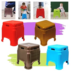 plastic stool for sitting for adults  virgin material bath stools for bathroom  non slip bathroom stool for bathing  small stools for living room pack of 4 blueredbrowngold