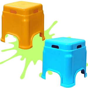 plastic stool for sitting for adults  virgin material bath stools for bathroom  non slip bathroom stool for bathing  small stools for living room pack of 2 yellowblue