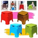 Plastic Stool for Sitting for Adults || Virgin Material Bath stools for Bathroom || Non Slip Bathroom Stool for Bathing || Small stools for Living Room (Pack of 4, Red/Blue/Green/Gold)