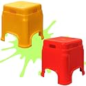 Plastic Stool for Sitting for Adults || Virgin Material Bath stools for Bathroom || Non Slip Bathroom Stool for Bathing || Small stools for Living Room (Pack of 2, Yellow/Red)