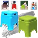 Plastic Stool for Sitting for Adults || Virgin Material Bath stools for Bathroom || Non Slip Bathroom Stool for Bathing || Small stools for Living Room (Pack of 2, Blue/Green)