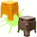 Plastic Stool for Sitting for Adults || Virgin Material Bath stools for Bathroom || Non Slip Bathroom Stool for Bathing || Small stools for Living Room (Pack of 2, Yellow/Brown)