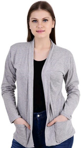rudu women jacket style full sleeve grey shrug