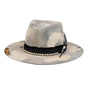 RUEDIGER Vintage Wide Brim Fedora Hats 100% Wool Stiff Felt Hat Rancher Hat with Lightning Logo Handmade Distressed/Burned