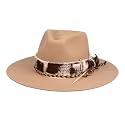 RUEDIGER Vintage Wide Brim Fedora Hats 100% Wool Stiff Felt Hat Rancher Hat with Lightning Logo Handmade Distressed/Burned