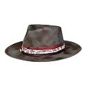 RUEDIGER Vintage Wide Brim Fedora Hats 100% Wool Stiff Felt Hat Rancher Hat with Lightning Logo Handmade Distressed/Burned