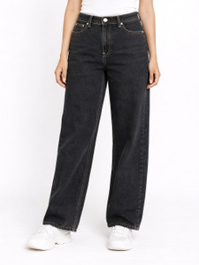 RUFFKUT Women Loose Fit Mid Rise Black