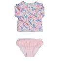 RuffleButts Baby Girls Modern Skirted Rash Guard Bikini - UPF 50+ Sun Protection Swimsuit