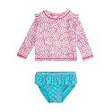 RuffleButts Baby Girls Modern Skirted Rash Guard Bikini - UPF 50+ Sun Protection Swimsuit