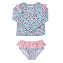 RuffleButts Baby Girls Modern Skirted Rash Guard Bikini - UPF 50+ Sun Protection Swimsuit