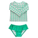 RuffleButts Baby Girls Modern Skirted Rash Guard Bikini - UPF 50+ Sun Protection Swimsuit