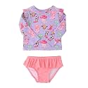 RuffleButts Baby Girls Modern Skirted Rash Guard Bikini - UPF 50+ Sun Protection Swimsuit