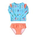 RuffleButts Baby Girls Modern Skirted Rash Guard Bikini - UPF 50+ Sun Protection Swimsuit