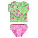RuffleButts Baby Girls Modern Skirted Rash Guard Bikini - UPF 50+ Sun Protection Swimsuit