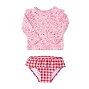 RuffleButts Baby Girls Modern Skirted Rash Guard Bikini - UPF 50+ Sun Protection Swimsuit