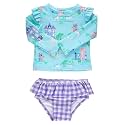 RuffleButts Baby Girls Modern Skirted Rash Guard Bikini - UPF 50+ Sun Protection Swimsuit