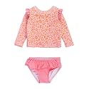 RuffleButts Baby Girls Modern Skirted Rash Guard Bikini - UPF 50+ Sun Protection Swimsuit
