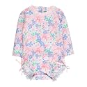 RuffleButts Baby Girls Novelty Baby One Piece - Rash Guard Swimsuit UPF 50+