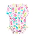 RuffleButts Baby Girls Novelty Baby One Piece - Rash Guard Swimsuit UPF 50+