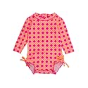 RuffleButts Baby Girls Novelty Baby One Piece - Rash Guard Swimsuit UPF 50+