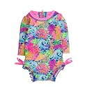 RuffleButts Baby Girls Novelty Baby One Piece - Rash Guard Swimsuit UPF 50+