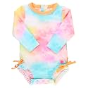 RuffleButts Baby Girls Novelty Baby One Piece - Rash Guard Swimsuit UPF 50+