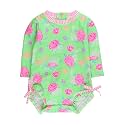 RuffleButts Baby Girls Novelty Baby One Piece - Rash Guard Swimsuit UPF 50+