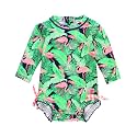 RuffleButts Baby Girls Novelty Baby One Piece - Rash Guard Swimsuit UPF 50+